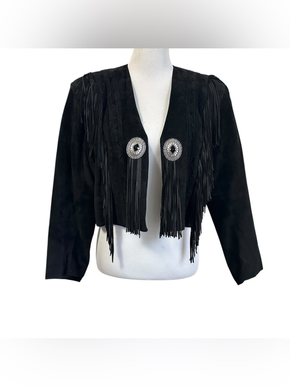 Vtg Continental Leather Fashions Womens Suede Crop Fringe Western Jacket XXL